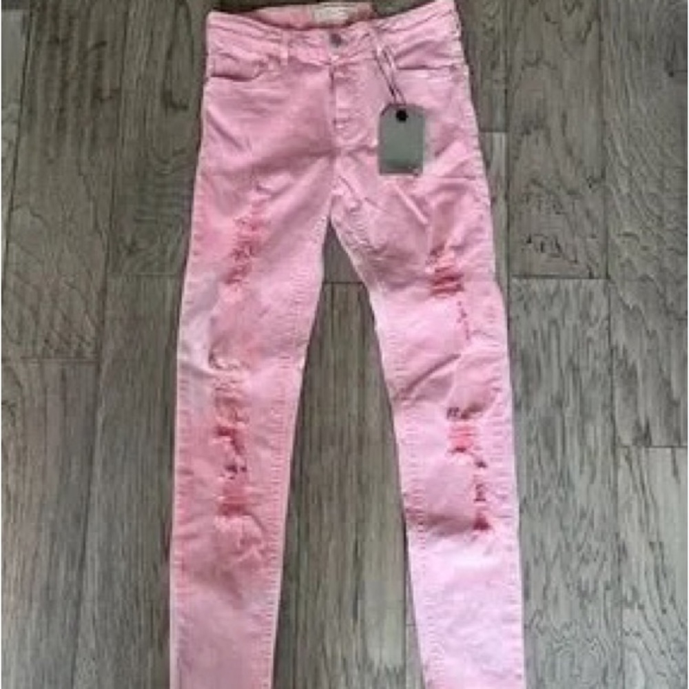 Women’s Pink Distressed Skinny Jeans
